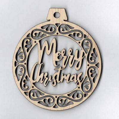 Ξύλινο Διακοσμητικό Μπάλα Merry Christmas 9,7Χ8,4cm_ERGO-485